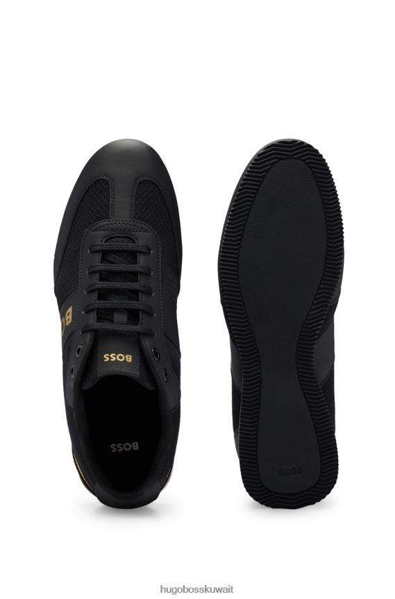 4TFNJN4730 أسود Hugo Boss أحذية رياضية ذات علامات تجارية مع ألواح شبكية ومطاطية باللون الأسود