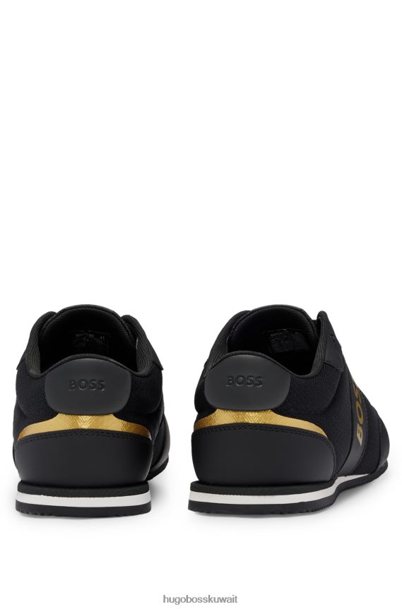 4TFNJN4730 أسود Hugo Boss أحذية رياضية ذات علامات تجارية مع ألواح شبكية ومطاطية باللون الأسود