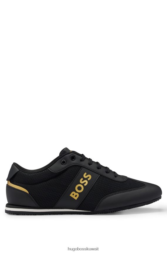 4TFNJN4730 أسود Hugo Boss أحذية رياضية ذات علامات تجارية مع ألواح شبكية ومطاطية باللون الأسود