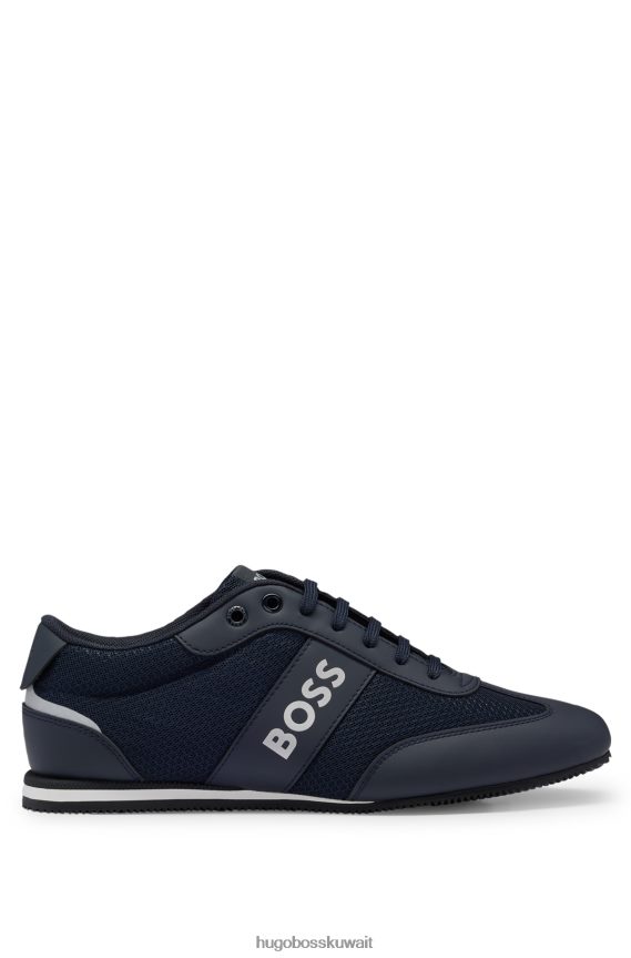 4TFNJN4731 أزرق غامق Hugo Boss حذاء رياضي باللون الأزرق الداكن يحمل علامة هوغو مع ألواح شبكية ومطاطية