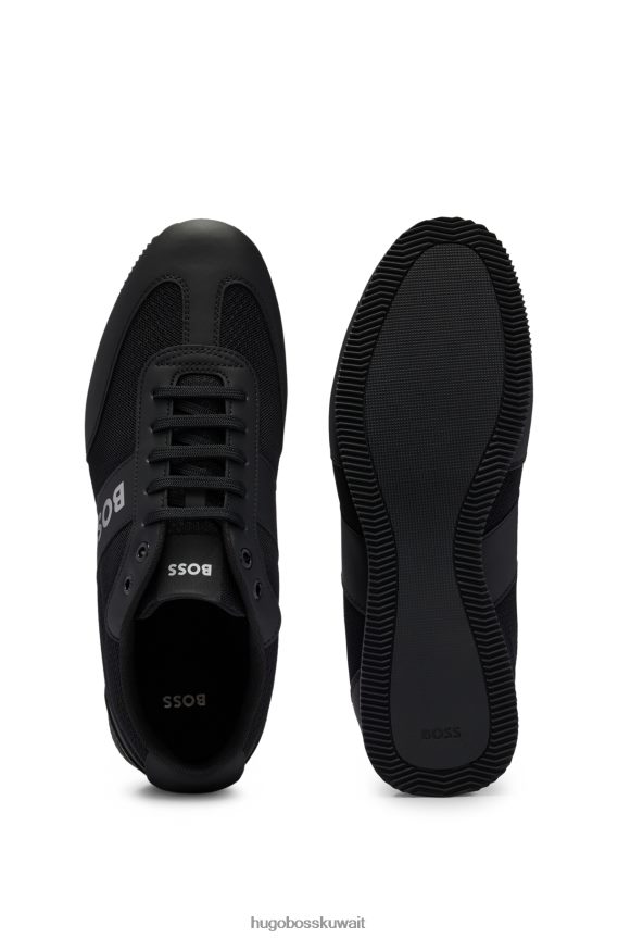 4TFNJN4733 أسود Hugo Boss حذاء رياضي يحمل علامة Hugo مزود بألواح شبكية ومطاطية باللون الأسود