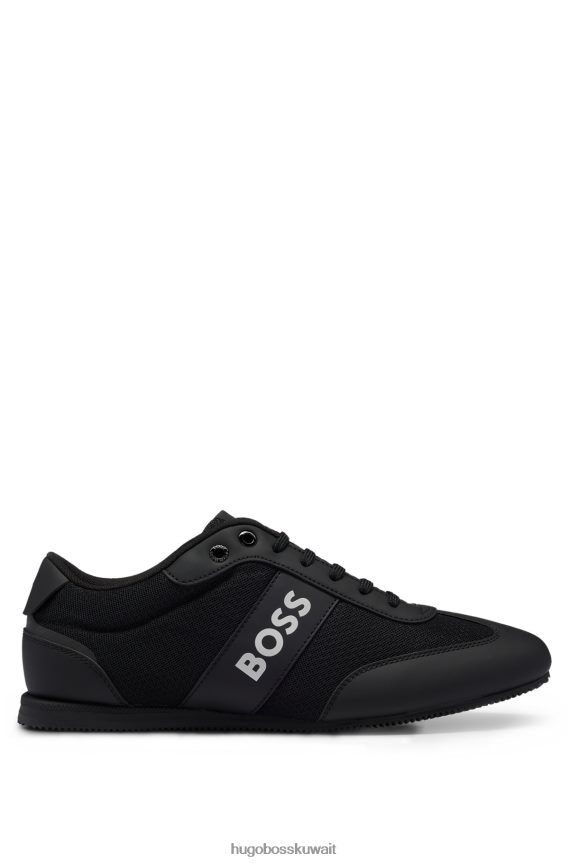 4TFNJN4733 أسود Hugo Boss حذاء رياضي يحمل علامة Hugo مزود بألواح شبكية ومطاطية باللون الأسود