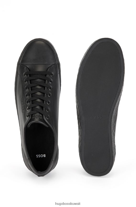 4TFNJN4740 أسود Hugo Boss حذاء رياضي بأربطة مصنوع من مادة تقنية مع نعل خارجي بحروف هوغو باللون الأسود