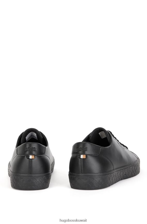 4TFNJN4740 أسود Hugo Boss حذاء رياضي بأربطة مصنوع من مادة تقنية مع نعل خارجي بحروف هوغو باللون الأسود