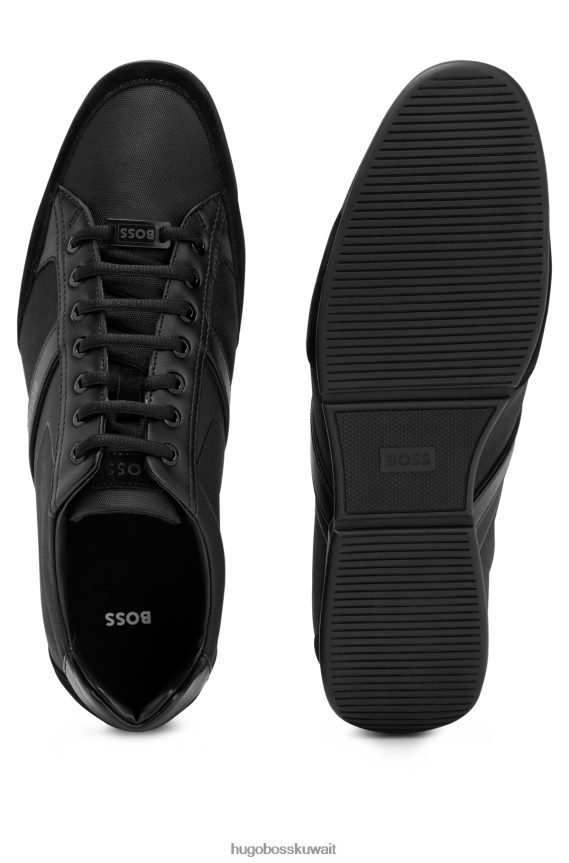 4TFNJN4741 أسود Hugo Boss حذاء رياضي أسود من مواد مختلطة مع جلد سويدي وجلد صناعي