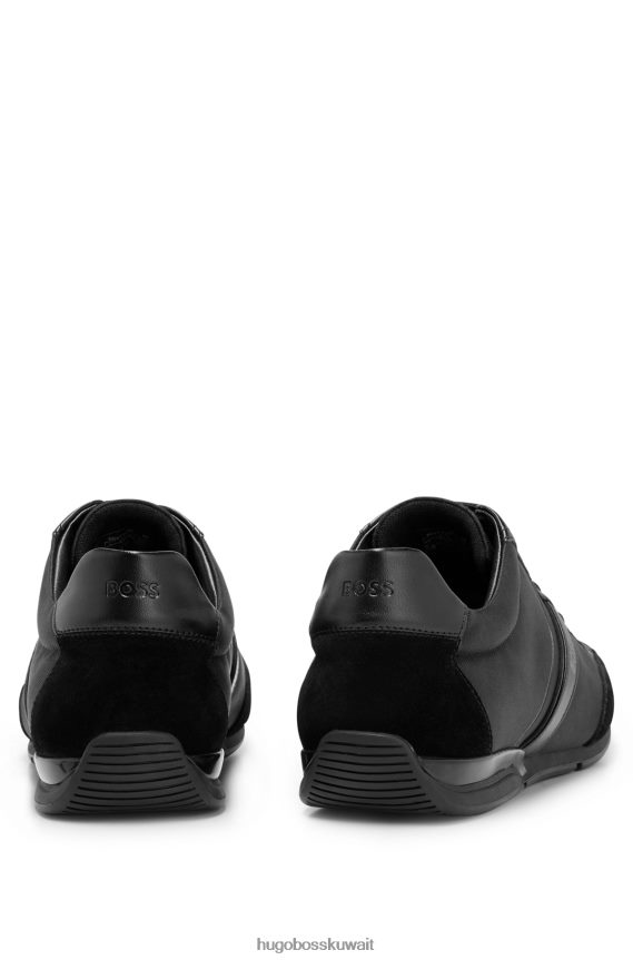 4TFNJN4741 أسود Hugo Boss حذاء رياضي أسود من مواد مختلطة مع جلد سويدي وجلد صناعي