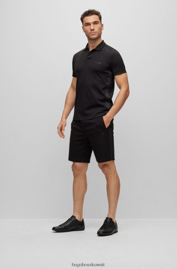 4TFNJN4745 أسود Hugo Boss حذاء رياضي جلدي منخفض من Hugo مع شعارات وتفاصيل مطاطية باللون الأسود