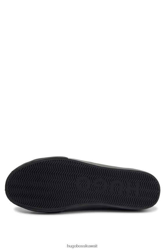 4TFNJN4755 أسود Hugo Boss حذاء رياضي عالي الجودة بشعار مكدس مع نعل أسود مفلكن