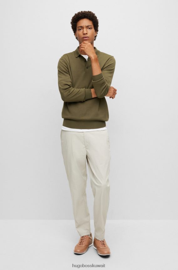 4TFNJN4763 بني Hugo Boss حذاء رياضي منخفض من الجلد المثقوب والمحبب باللون البني