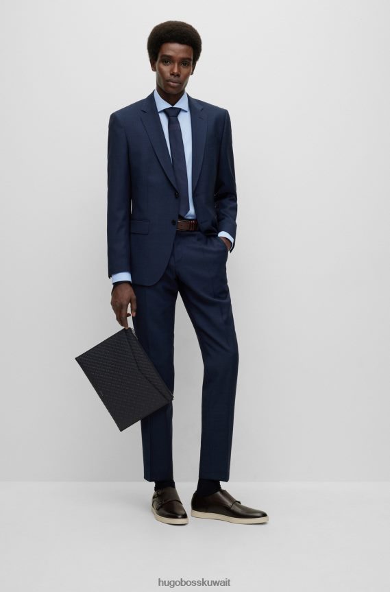 4TFNJN4766 بني غامق Hugo Boss حذاء هوغو مزدوج الراهب من الجلد مع نعل خارجي مطاطي بني داكن