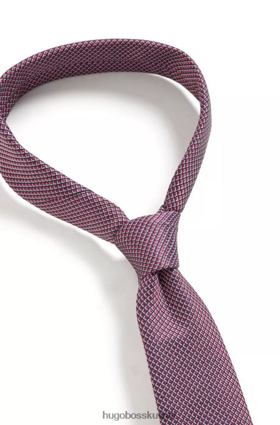 4TFNJN476 أزرق غامق/أزرق فاتح/وردي ساطع/وردي مفتوح Hugo Boss ربطة عنق على شكل حرف H مقاس 7.5 سم 50475667 أزرق داكن