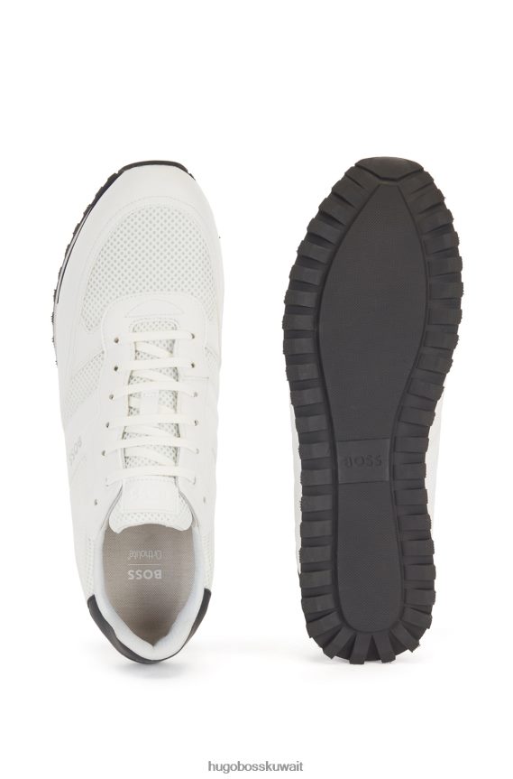4TFNJN4770 أبيض Hugo Boss حذاء رياضي باللون الأبيض مزين بشعار هوغو شبكي مع لمسات مطاطية
