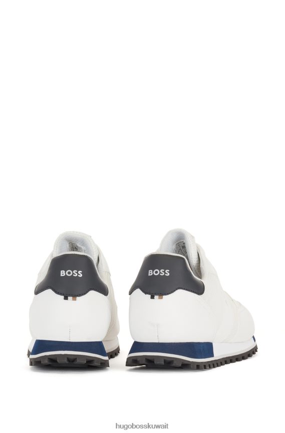 4TFNJN4770 أبيض Hugo Boss حذاء رياضي باللون الأبيض مزين بشعار هوغو شبكي مع لمسات مطاطية