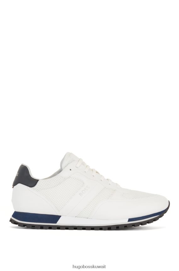 4TFNJN4770 أبيض Hugo Boss حذاء رياضي باللون الأبيض مزين بشعار هوغو شبكي مع لمسات مطاطية