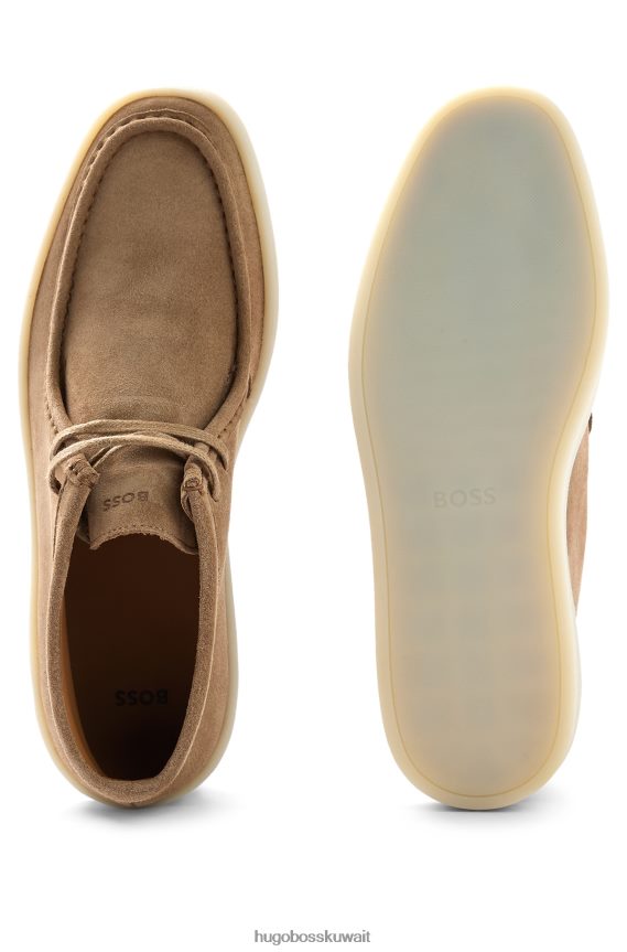 4TFNJN4771 اللون البيج Hugo Boss حذاء صحراوي من جلد الغزال باللون البيج من Hugo مع مقدمة مئزر