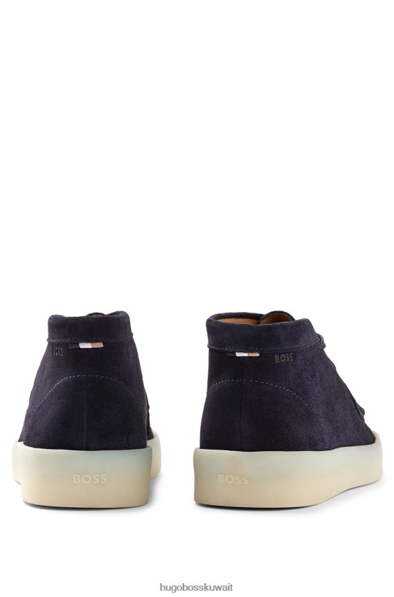 4TFNJN4772 أزرق غامق Hugo Boss حذاء صحراوي من جلد الغزال هوغو مع مقدمة مئزر باللون الأزرق الداكن