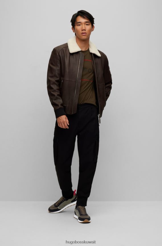 4TFNJN4777 منقوشة Hugo Boss حذاء رياضي هوغو منقوش مستوحى من الجري مصنوع من مواد مختلطة مع شعار مكدس