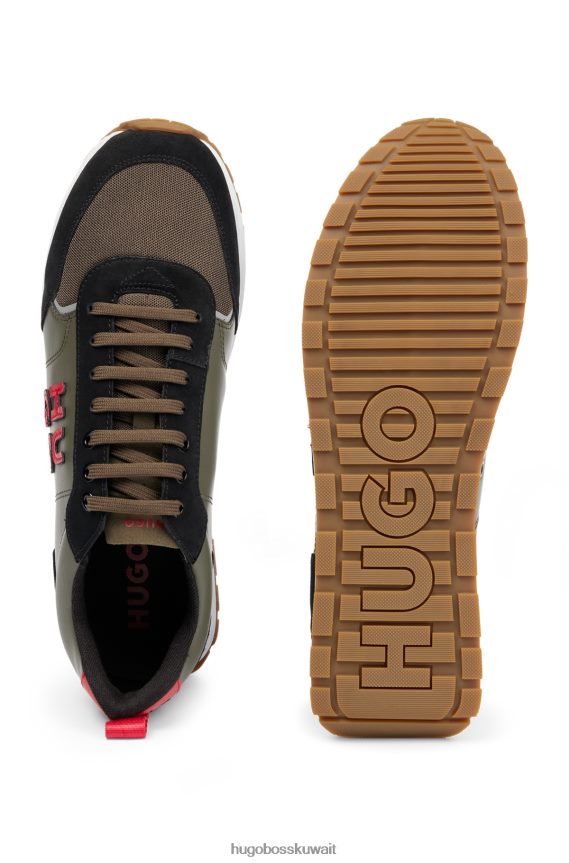 4TFNJN4777 منقوشة Hugo Boss حذاء رياضي هوغو منقوش مستوحى من الجري مصنوع من مواد مختلطة مع شعار مكدس