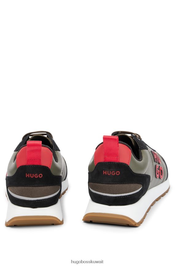 4TFNJN4777 منقوشة Hugo Boss حذاء رياضي هوغو منقوش مستوحى من الجري مصنوع من مواد مختلطة مع شعار مكدس