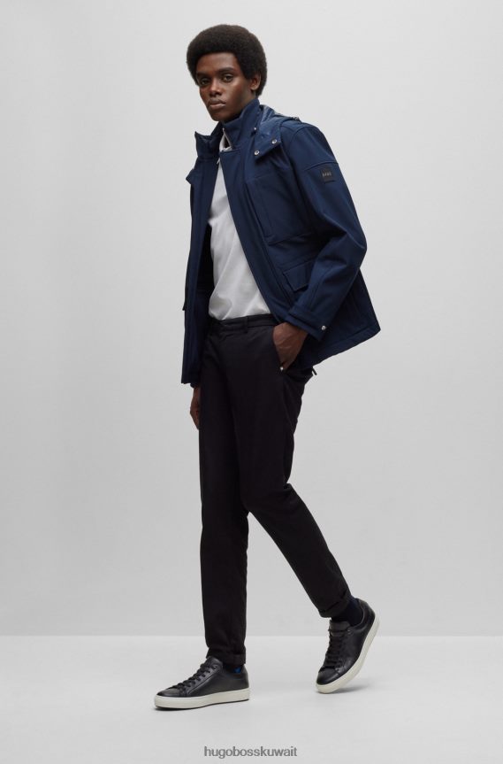 4TFNJN4783 أزرق غامق Hugo Boss حذاء رياضي هوغو باللون الأزرق الداكن مصنوع من الجلد المصقول مع نعل مطاطي