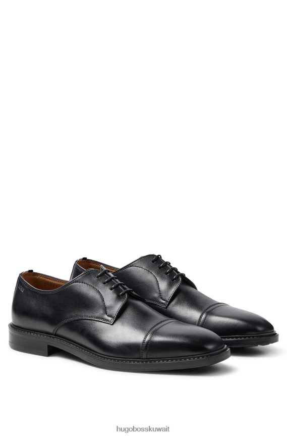 4TFNJN4785 أسود Hugo Boss حذاء هوغو ديربي بمقدمة قدم من الجلد الناعم باللون الأسود