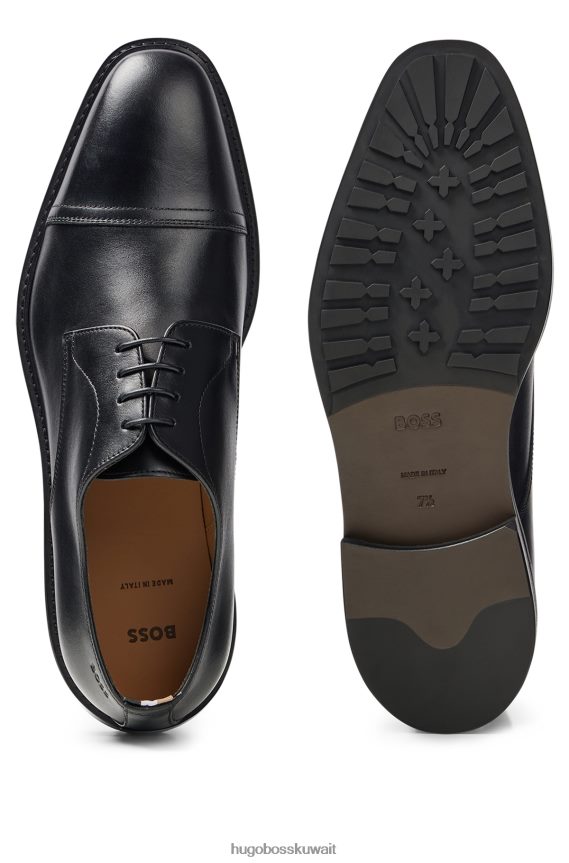 4TFNJN4785 أسود Hugo Boss حذاء هوغو ديربي بمقدمة قدم من الجلد الناعم باللون الأسود
