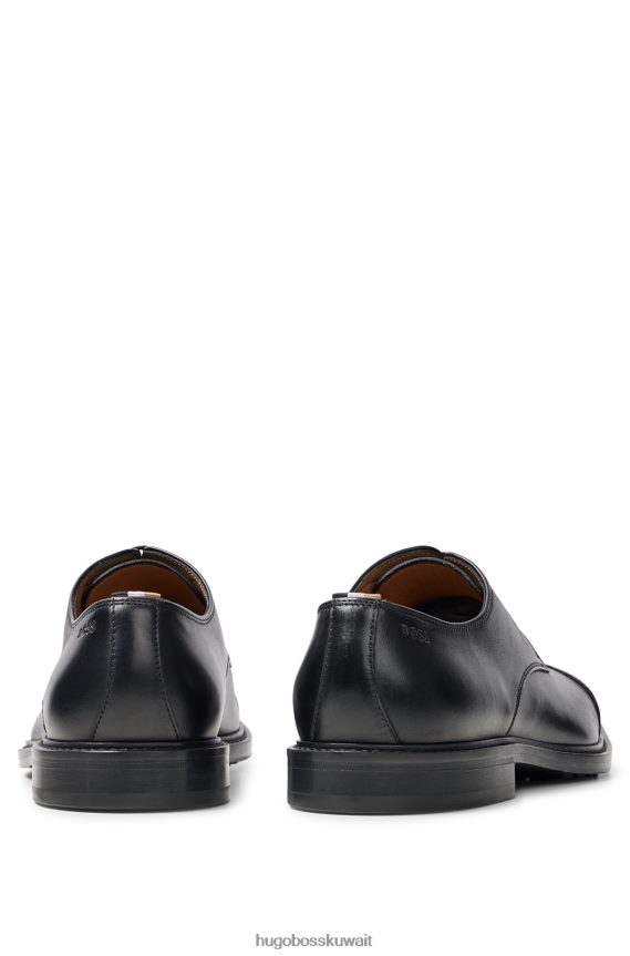 4TFNJN4785 أسود Hugo Boss حذاء هوغو ديربي بمقدمة قدم من الجلد الناعم باللون الأسود