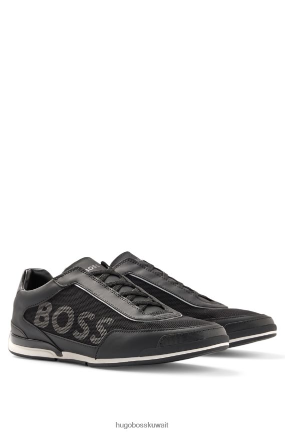 4TFNJN4789 أسود Hugo Boss حذاء هيوغو أسود اللون مصنوع من مواد مختلطة وشعار كبير