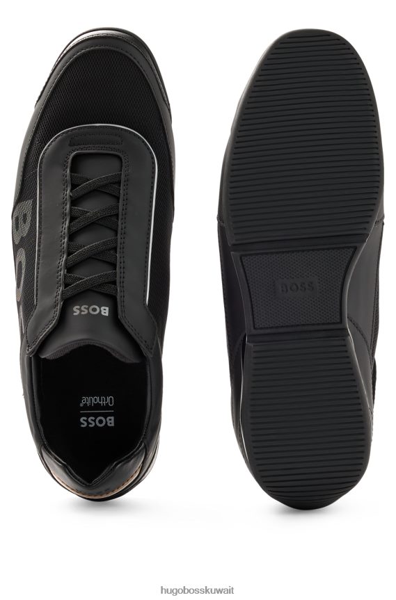 4TFNJN4789 أسود Hugo Boss حذاء هيوغو أسود اللون مصنوع من مواد مختلطة وشعار كبير