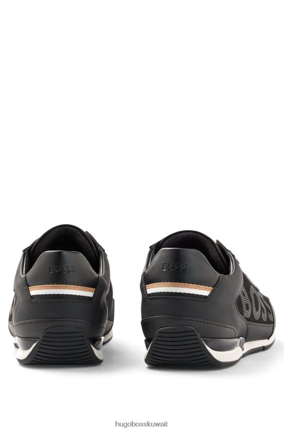 4TFNJN4789 أسود Hugo Boss حذاء هيوغو أسود اللون مصنوع من مواد مختلطة وشعار كبير