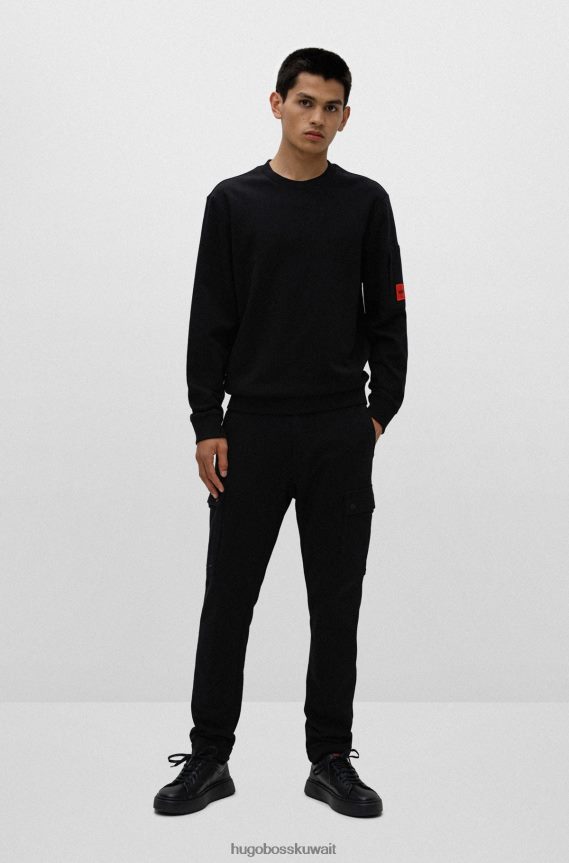 4TFNJN4794 أسود Hugo Boss حذاء رياضي من مزيج الجلد مع علامة Backtab باللون الأسود