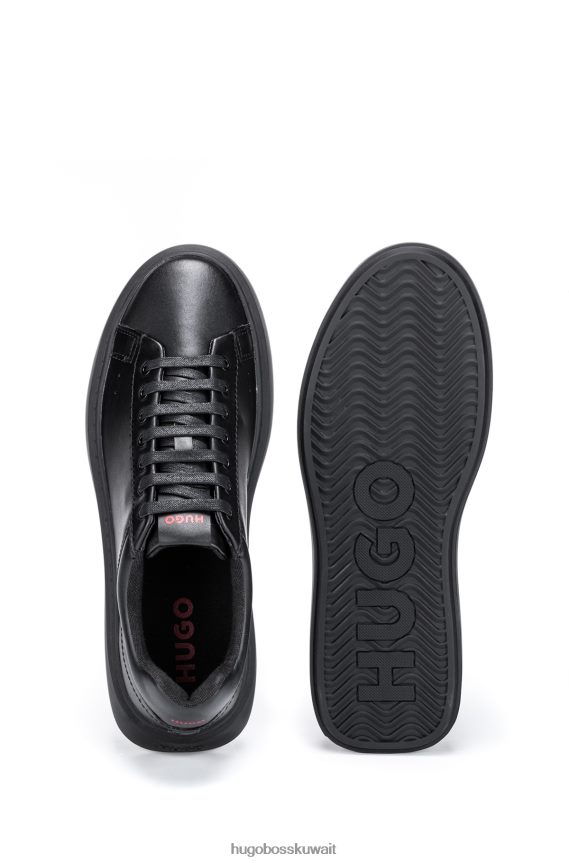4TFNJN4794 أسود Hugo Boss حذاء رياضي من مزيج الجلد مع علامة Backtab باللون الأسود