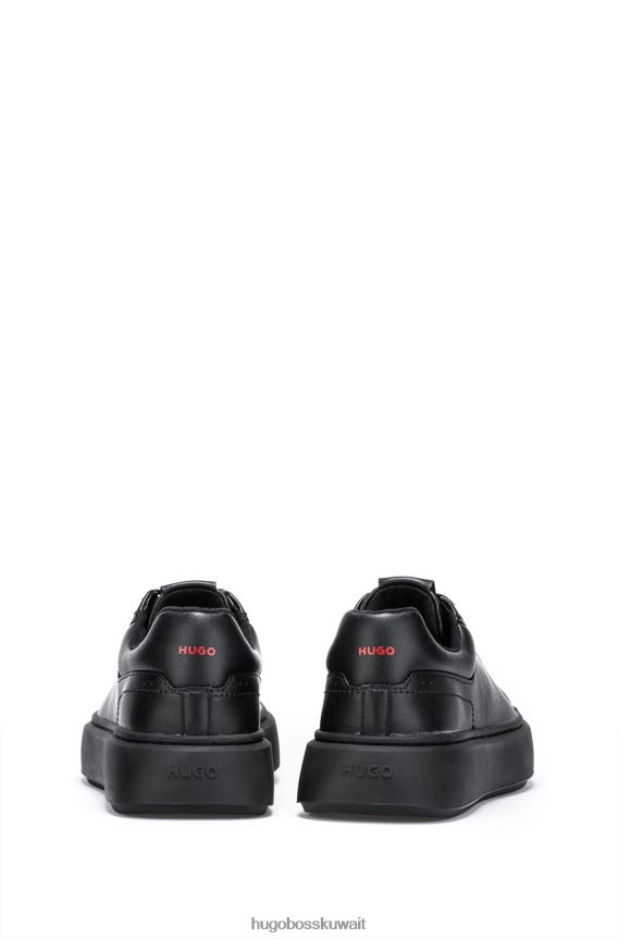 4TFNJN4794 أسود Hugo Boss حذاء رياضي من مزيج الجلد مع علامة Backtab باللون الأسود