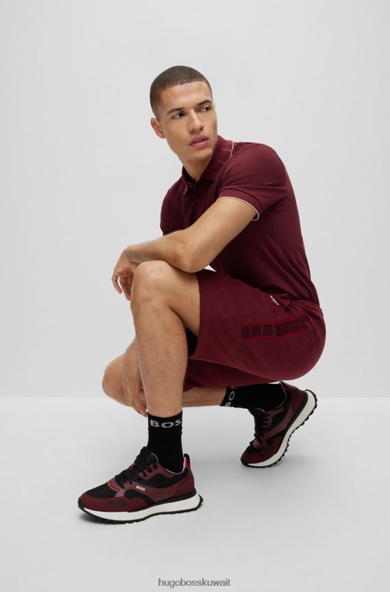 4TFNJN4797 احمر غامق Hugo Boss حذاء رياضي هوغو مصنوع من مواد مختلطة مع جلد صناعي وشبكة باللون الأحمر الداكن