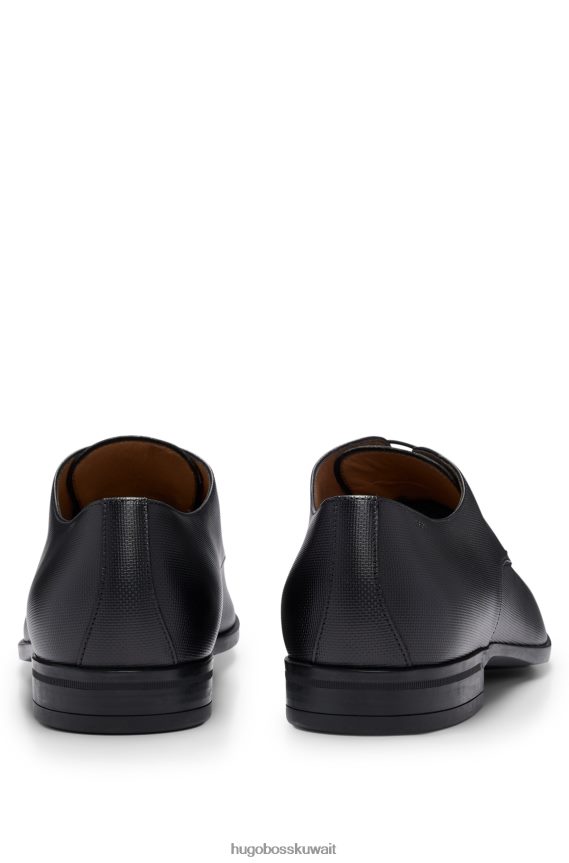 4TFNJN4798 أسود Hugo Boss حذاء ديربي إيطالي الصنع من جلد إيمد
