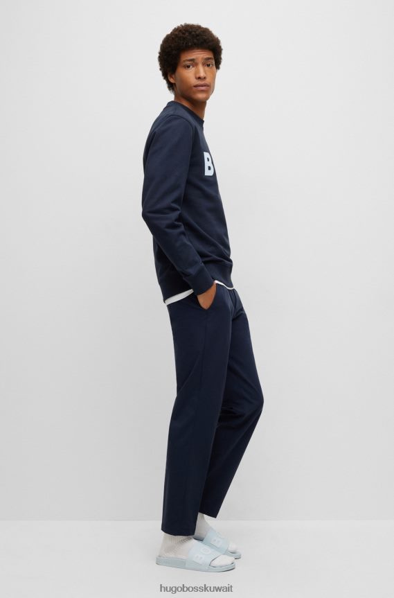 4TFNJN4801 أزرق فاتح Hugo Boss شرائح إيطالية الصنع مع حزام بشعار هوغو باللون الأزرق الفاتح