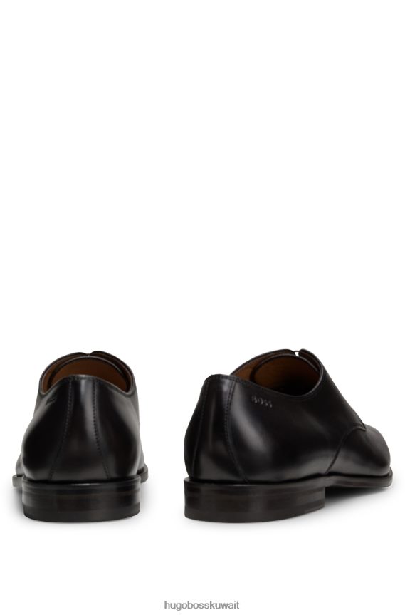 4TFNJN4808 بني غامق Hugo Boss حذاء ديربي هوغو بني داكن إيطالي الصنع من الجلد مع تفاصيل مخيطة