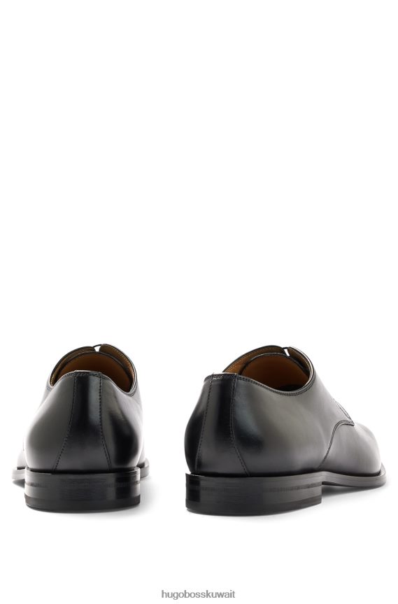 4TFNJN4809 أسود Hugo Boss حذاء ديربي هوغو أسود إيطالي الصنع من الجلد مع تفاصيل مخيطة