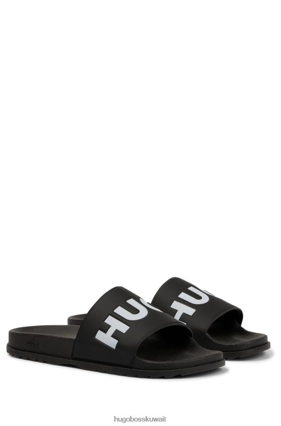 4TFNJN4820 أسود Hugo Boss شبشب هوغو أسود إيطالي الصنع مع حزام الشعار