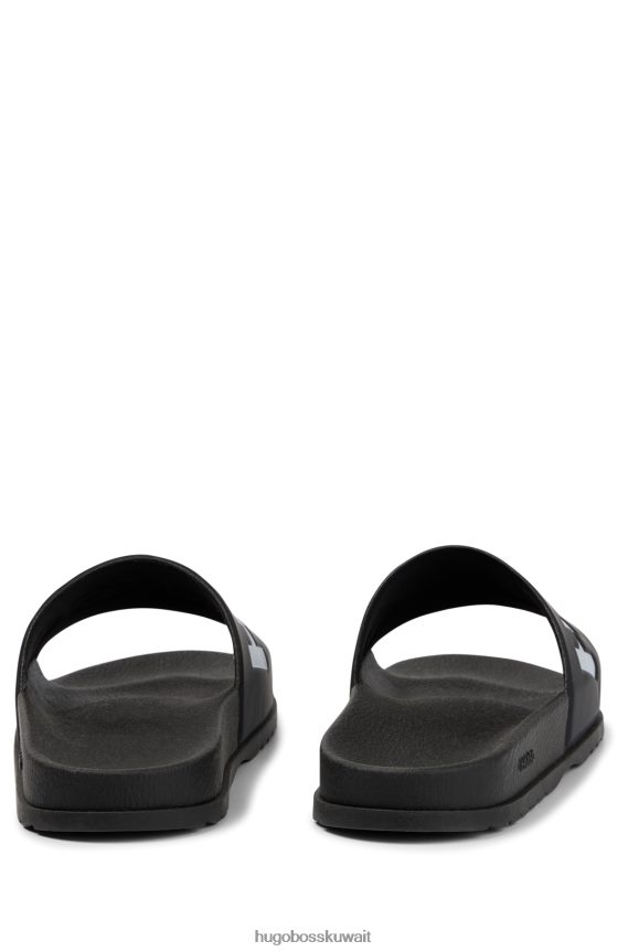 4TFNJN4820 أسود Hugo Boss شبشب هوغو أسود إيطالي الصنع مع حزام الشعار