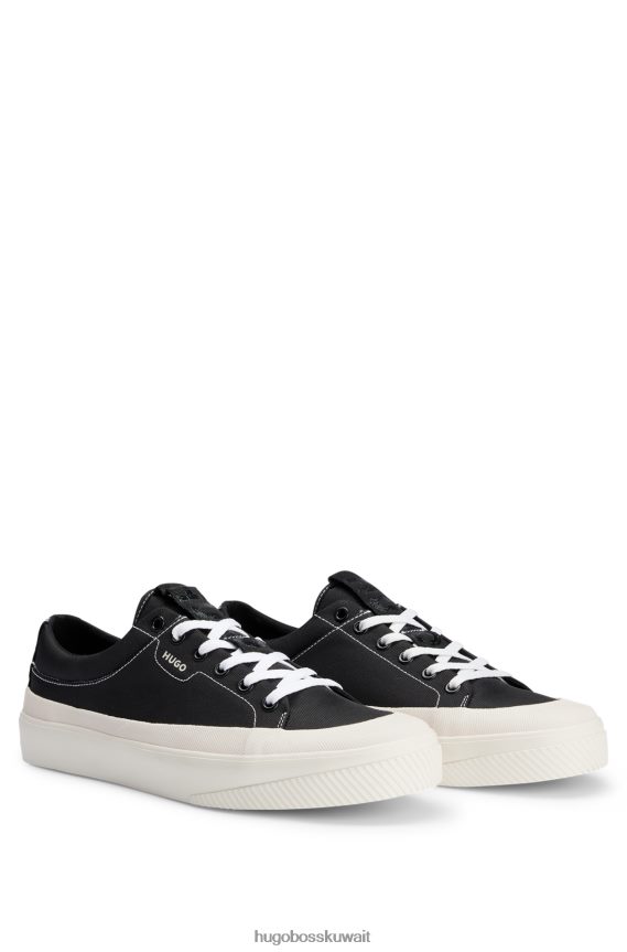 4TFNJN4825 أسود Hugo Boss حذاء رياضي ذو مصد مطاطي منخفض مع شعار باللون الأحمر هوغو باللون الأسود