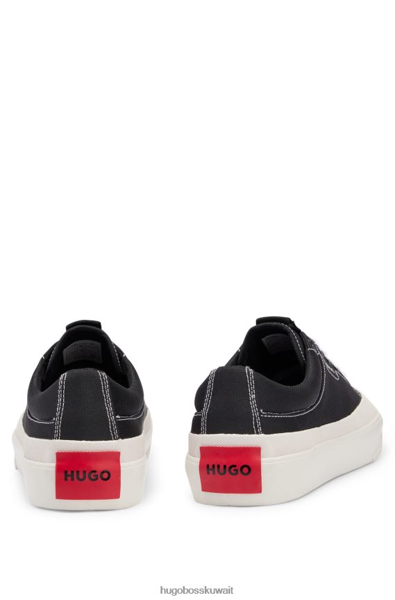 4TFNJN4825 أسود Hugo Boss حذاء رياضي ذو مصد مطاطي منخفض مع شعار باللون الأحمر هوغو باللون الأسود