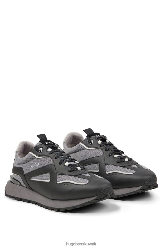 4TFNJN4826 أسود/رمادي Hugo Boss حذاء رياضي هوغو برباط باللون الأسود مصنوع من مواد مختلطة