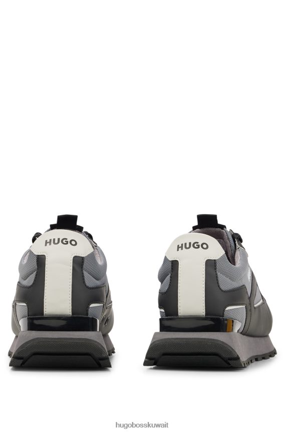 4TFNJN4826 أسود/رمادي Hugo Boss حذاء رياضي هوغو برباط باللون الأسود مصنوع من مواد مختلطة