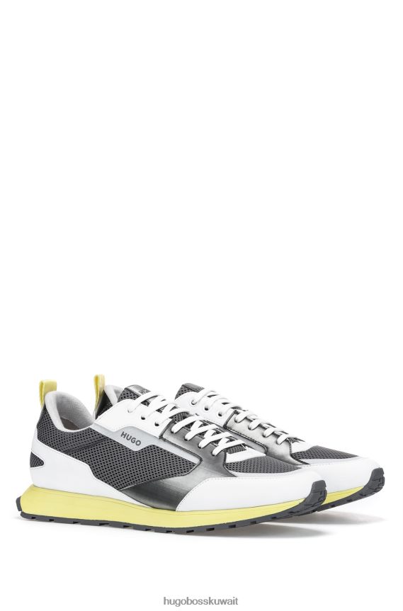 4TFNJN4832 منقوشة Hugo Boss حذاء رياضي Hugo منقوش مستوحى من الطراز القديم مع تفاصيل شبكية ومعدنية