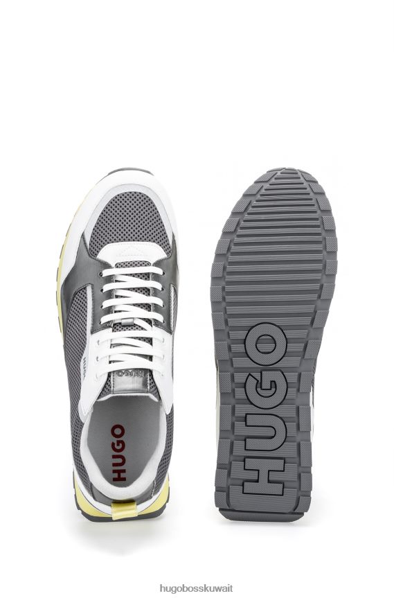 4TFNJN4832 منقوشة Hugo Boss حذاء رياضي Hugo منقوش مستوحى من الطراز القديم مع تفاصيل شبكية ومعدنية