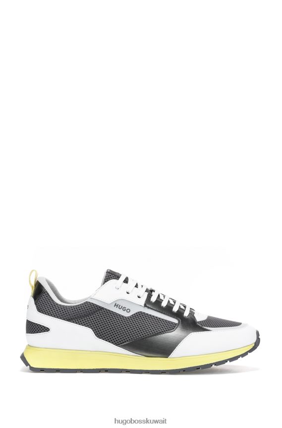 4TFNJN4832 منقوشة Hugo Boss حذاء رياضي Hugo منقوش مستوحى من الطراز القديم مع تفاصيل شبكية ومعدنية