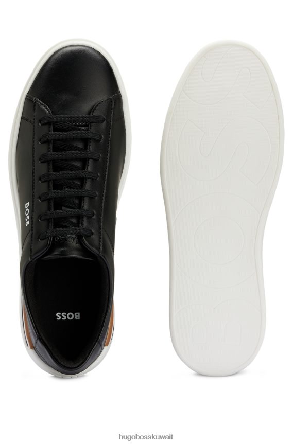 4TFNJN4837 أسود Hugo Boss حذاء رياضي على شكل كوبسول مع كعب مخطط مميز باللون الأسود