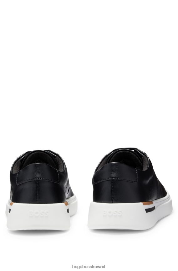 4TFNJN4837 أسود Hugo Boss حذاء رياضي على شكل كوبسول مع كعب مخطط مميز باللون الأسود