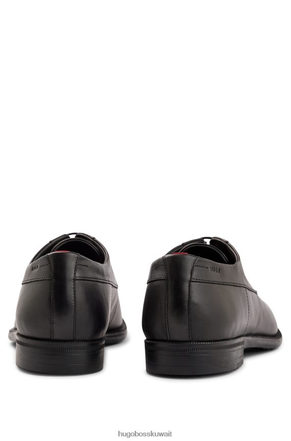 4TFNJN4842 أسود Hugo Boss حذاء هوغو ديربي من الجلد المصقول مع شعار Emed